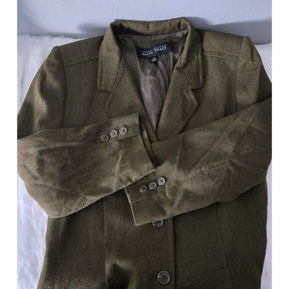Linda Allard Ellen Tracy Wool Blazer Jacket Size 14 Olive Green Academia Career - Picture 5 of 10